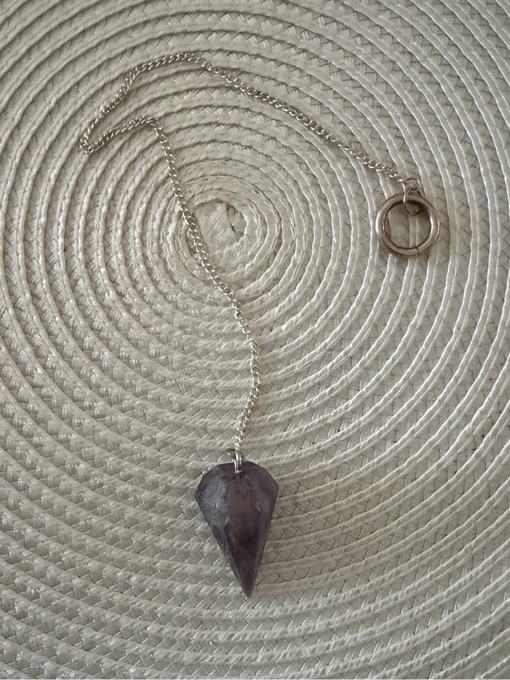 Amethyst Crystal Pendulum Dowsing Pendant | Silver Tone Chain Boho Spiritual